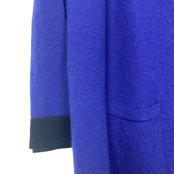 Chicos Wool Kendall Colorblock Coatigan Cardigan 3 XL Blue Black Classic Long - Picture 10 of 13